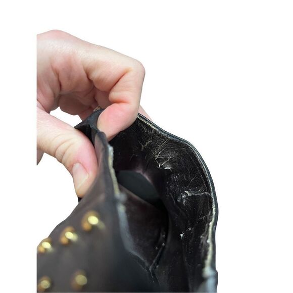 Steve Madden Studded Peep Toe Black Leather High Heel Booties size 10 - Picture 6 of 15